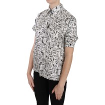 Dolce & Gabbana Elegante schwarze Bluse mit geblümtem Rundhalsausschnitt