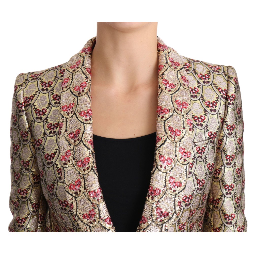 Dolce & Gabbana Glitzernde, goldfarbene, mit Pailletten besetzte Blazerjacke