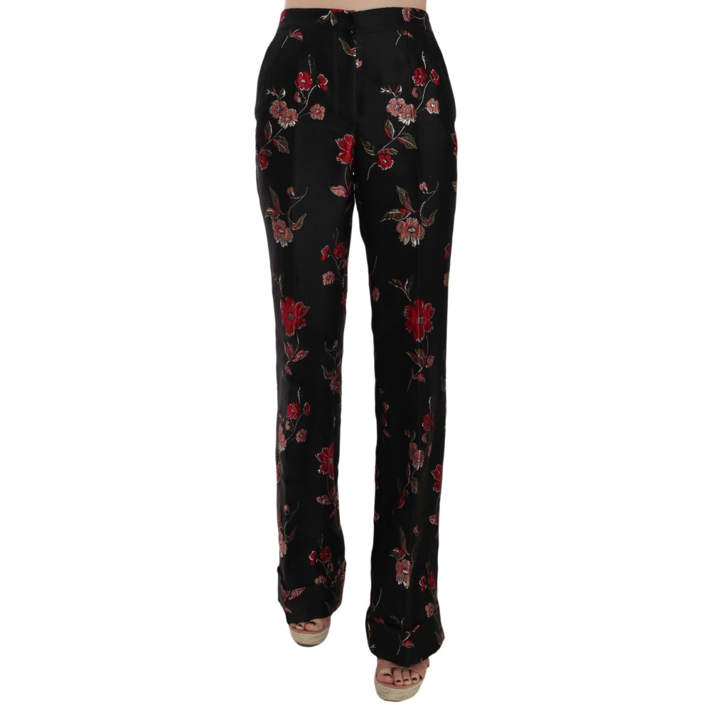 Dolce & Gabbana Elegante Boot Cut Hose mit Blumenmuster