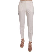Dolce & Gabbana Elegante weiß gestreifte Hose aus Wolle in Kegelform