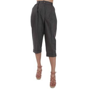 Dolce & Gabbana Elegante graue Plisseehose aus Wolle und Kaschmir