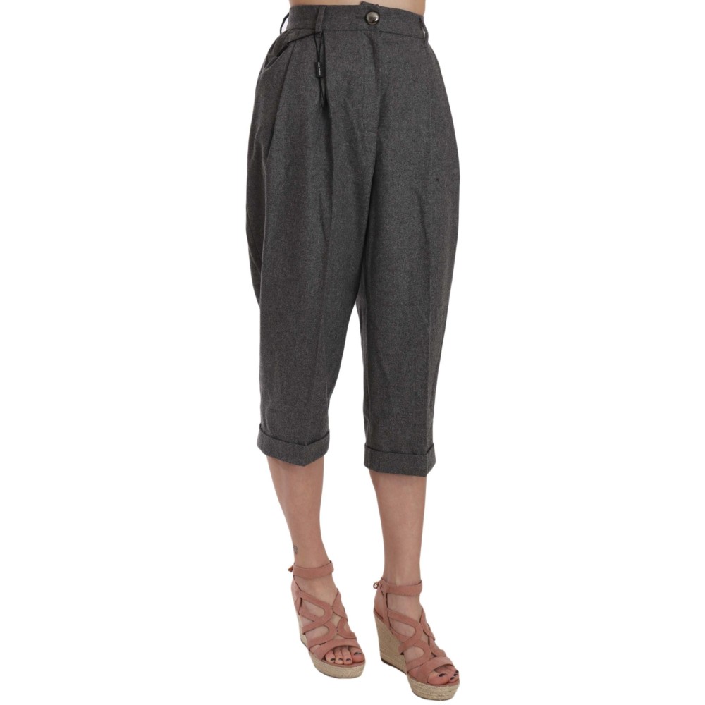 Dolce & Gabbana Elegante graue Plisseehose aus Wolle und Kaschmir