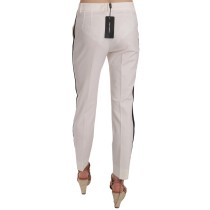 Dolce & Gabbana Elegante weiß gestreifte Hose aus Wolle in Kegelform
