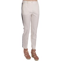 Dolce & Gabbana Elegante weiß gestreifte Hose aus Wolle in Kegelform