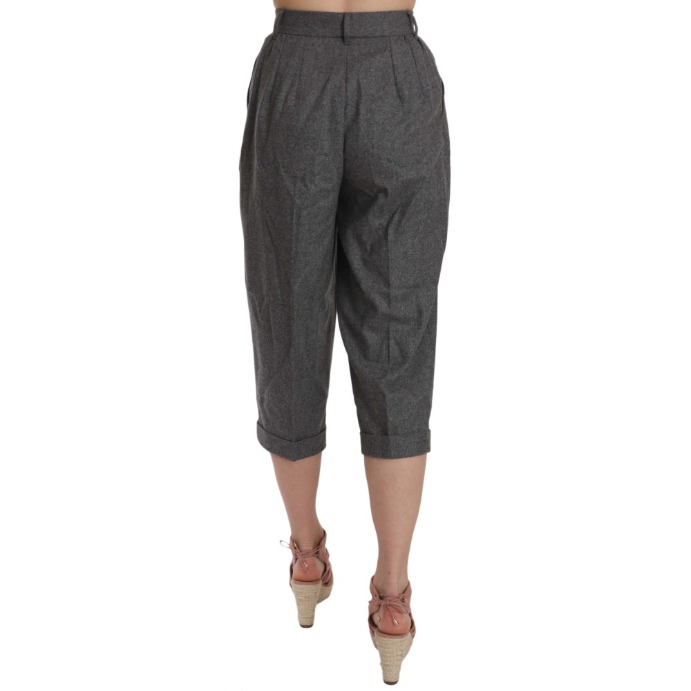 Dolce & Gabbana Elegante graue Plisseehose aus Wolle und Kaschmir