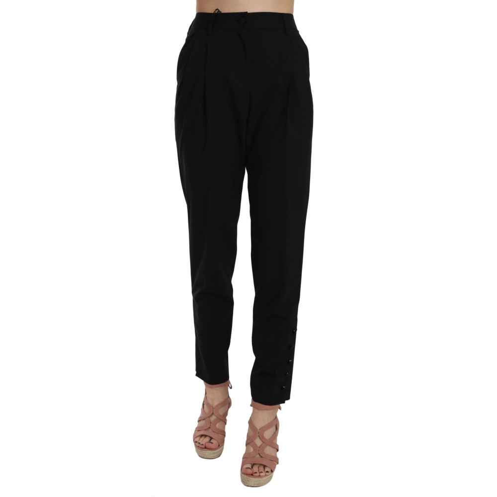 Dolce & Gabbana Elegante konisch zulaufende schwarze Hose mit Falten