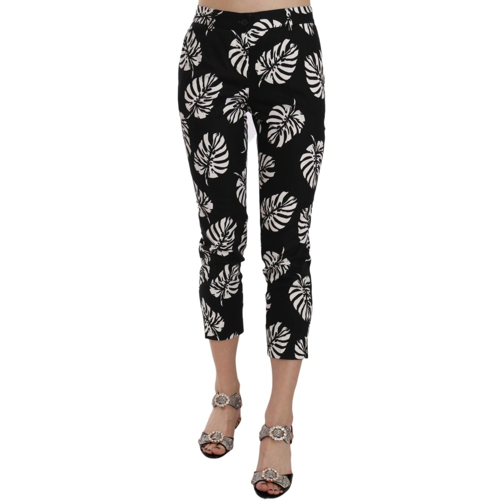 Dolce & Gabbana Elegante Skinny Capri mit Palmenprint
