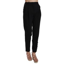 Dolce & Gabbana Elegante konisch zulaufende schwarze Hose mit Falten