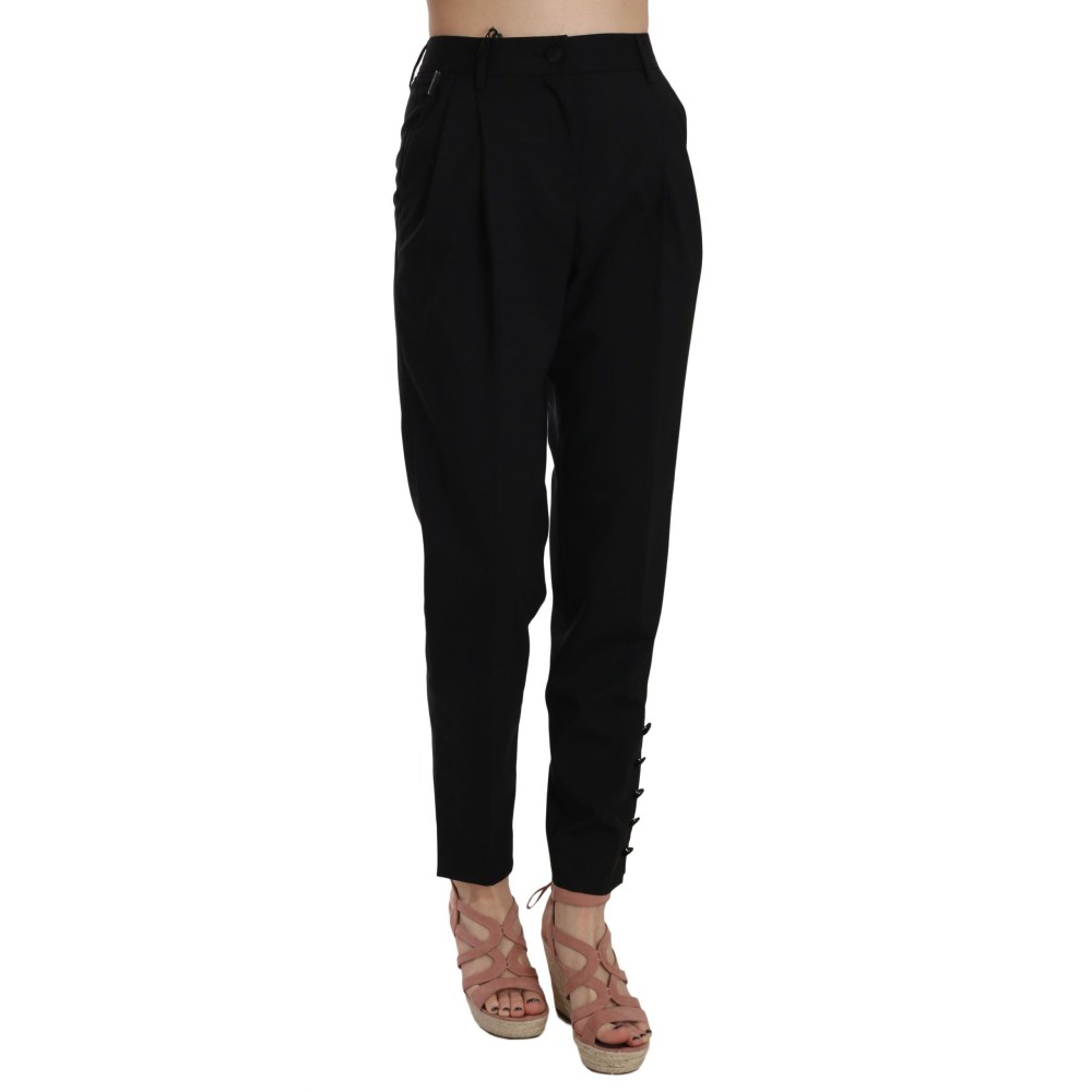 Dolce & Gabbana Elegante konisch zulaufende schwarze Hose mit Falten
