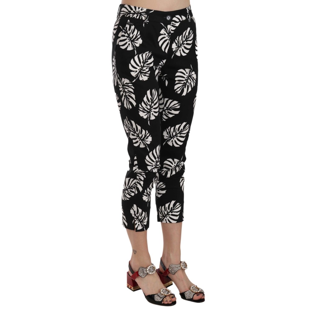 Dolce & Gabbana Elegante Skinny Capri mit Palmenprint
