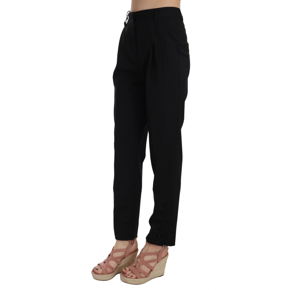 Dolce & Gabbana Elegante konisch zulaufende schwarze Hose mit Falten
