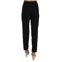 Dolce & Gabbana Elegante konisch zulaufende schwarze Hose mit Falten