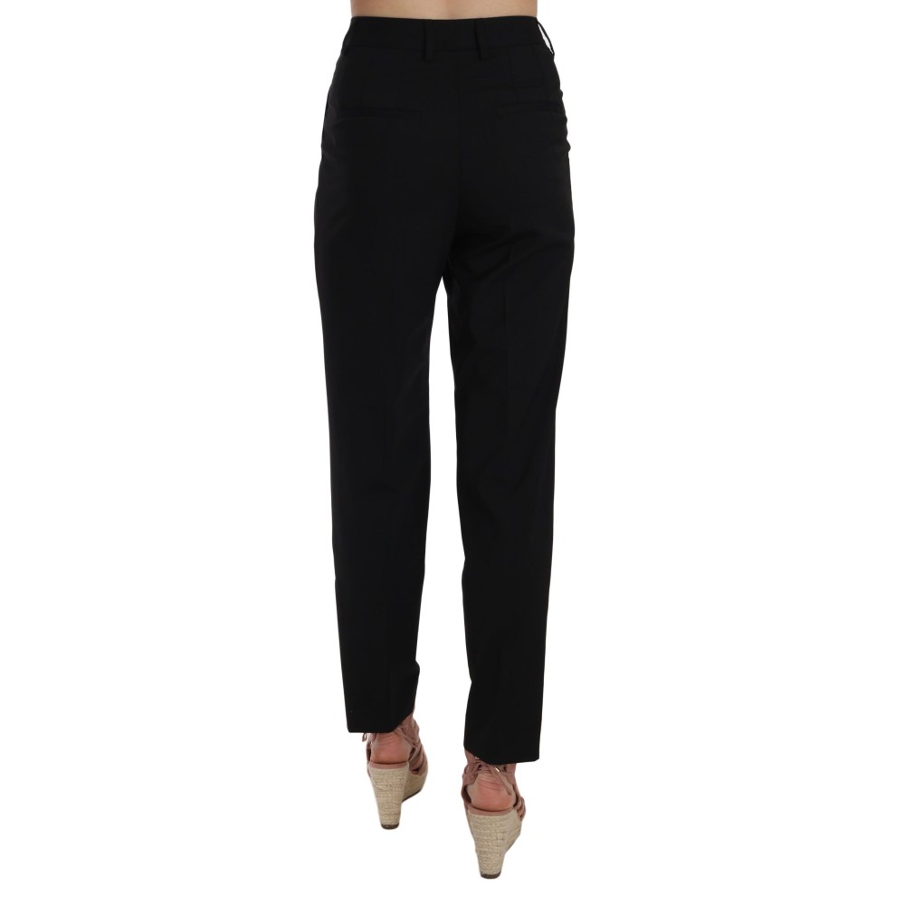 Dolce & Gabbana Elegante konisch zulaufende schwarze Hose mit Falten