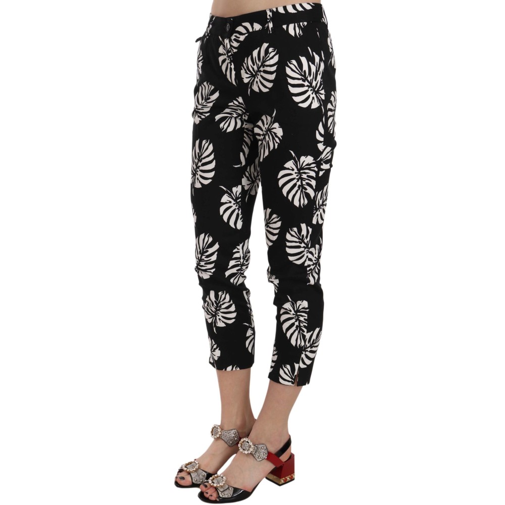Dolce & Gabbana Elegante Skinny Capri mit Palmenprint