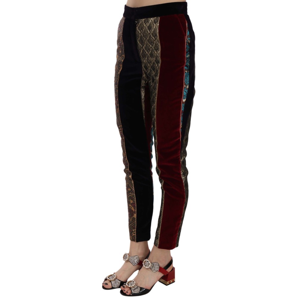 Dolce & Gabbana Elegante Multicolor-Jacquard-Hose in Cropped-Optik