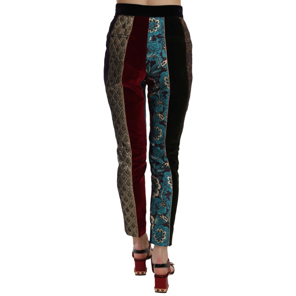 Dolce & Gabbana Elegante Multicolor-Jacquard-Hose in Cropped-Optik