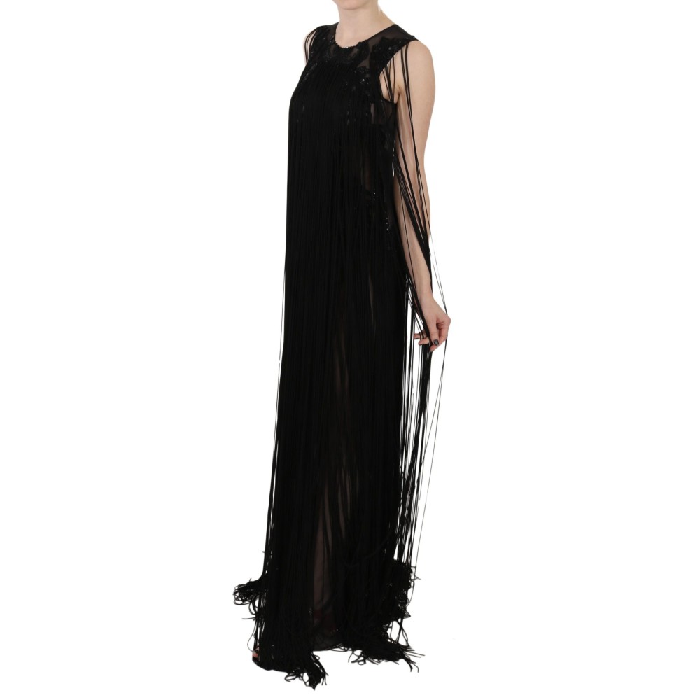 John Richmond Durchsichtiges paillettenbesetztes Maxi Elegance Kleid
