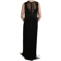 John Richmond Durchsichtiges paillettenbesetztes Maxi Elegance Kleid