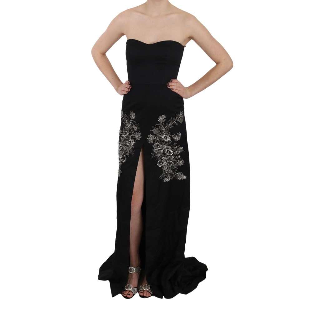 John Richmond Bezauberndes Schwarzes Maxi-Schlagkleid