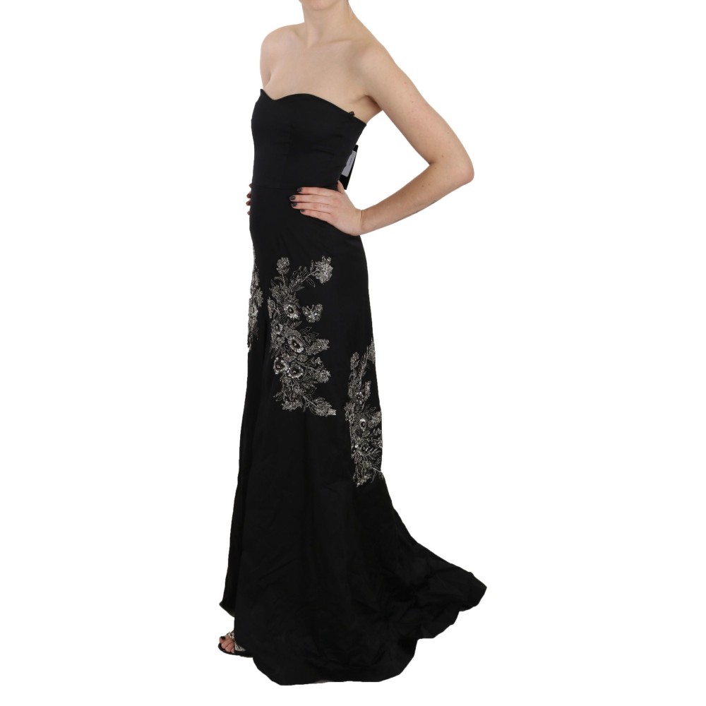 John Richmond Bezauberndes Schwarzes Maxi-Schlagkleid