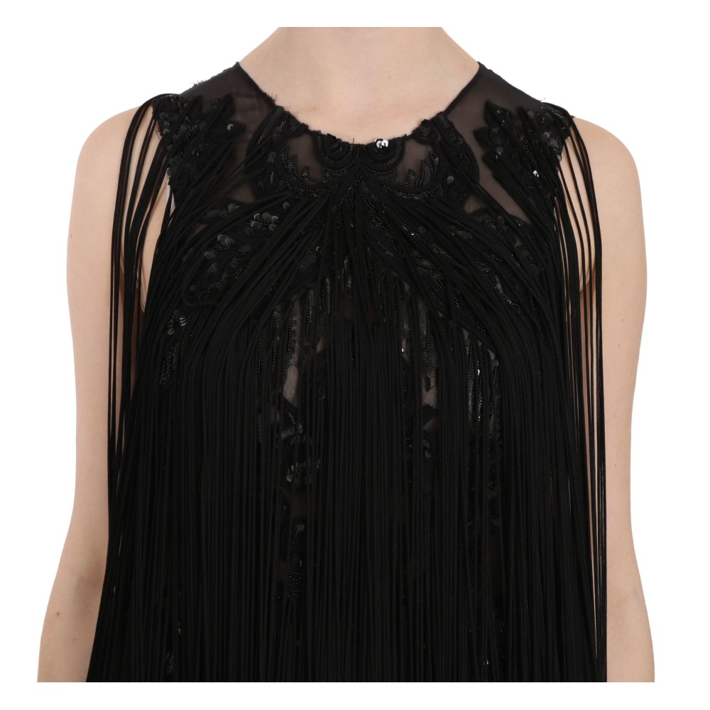 John Richmond Durchsichtiges paillettenbesetztes Maxi Elegance Kleid