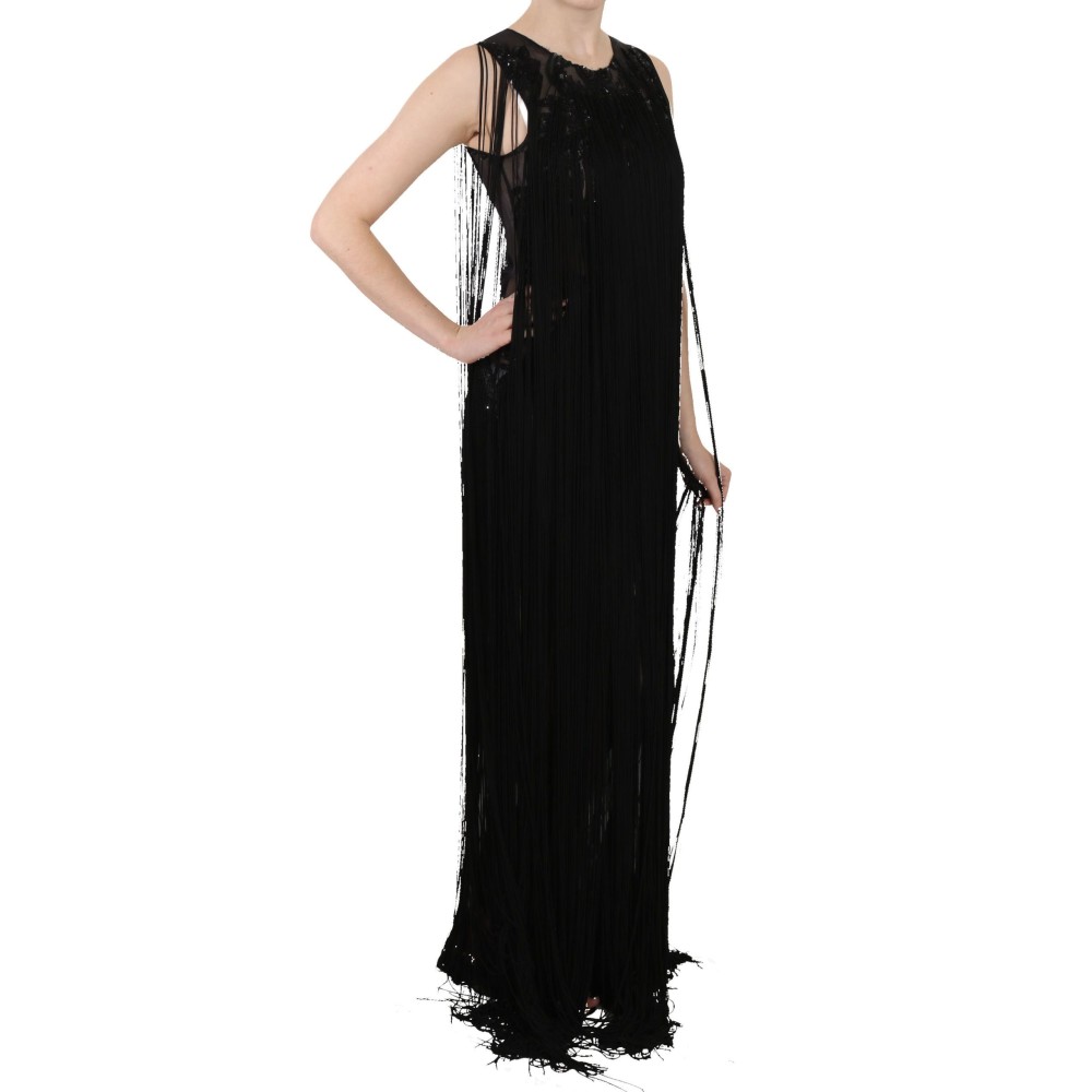 John Richmond Durchsichtiges paillettenbesetztes Maxi Elegance Kleid