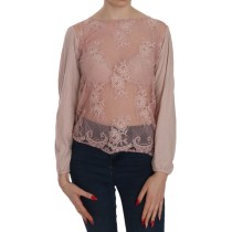 PINK MEMORIES Elegante Bluse mit rosa Spitze und Rundhalsausschnitt