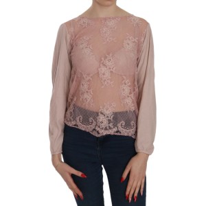 PINK MEMORIES Elegante Bluse mit rosa Spitze und Rundhalsausschnitt