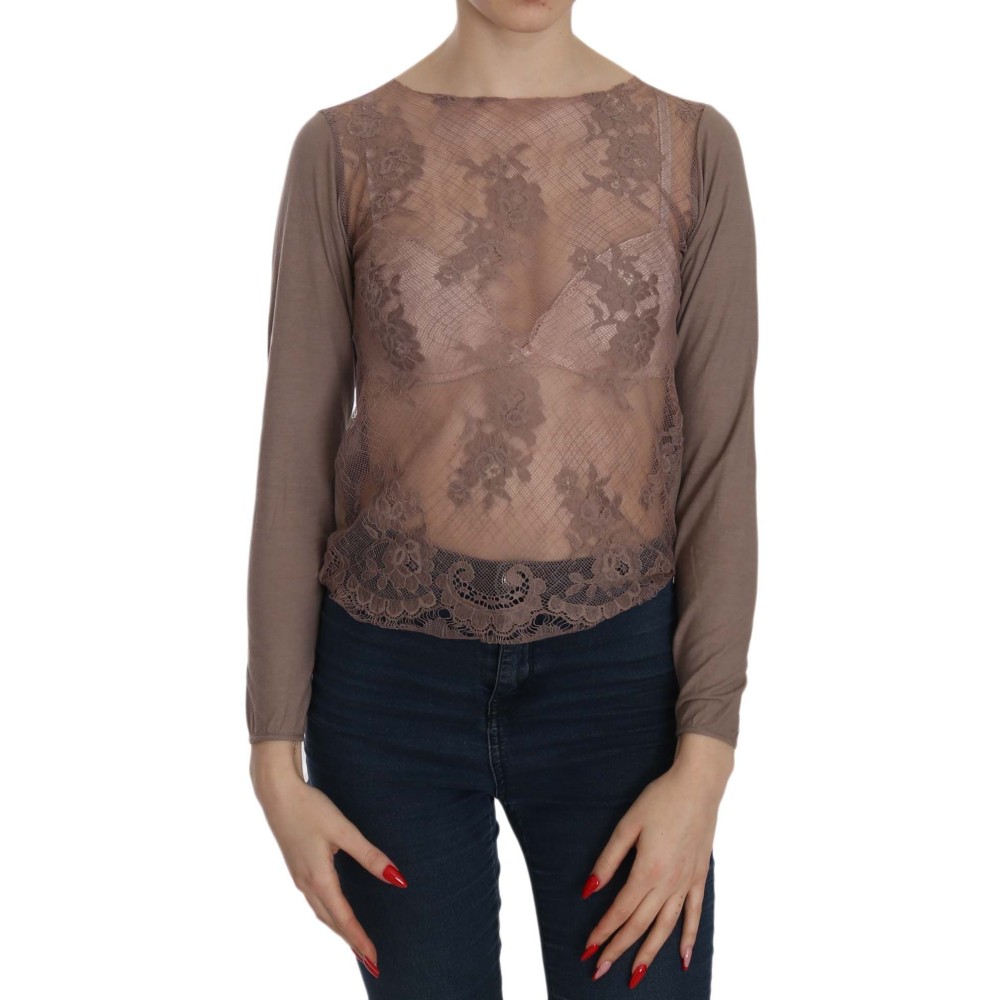 PINK MEMORIES Bluse mit Bootsausschnitt aus Baumwollspitze