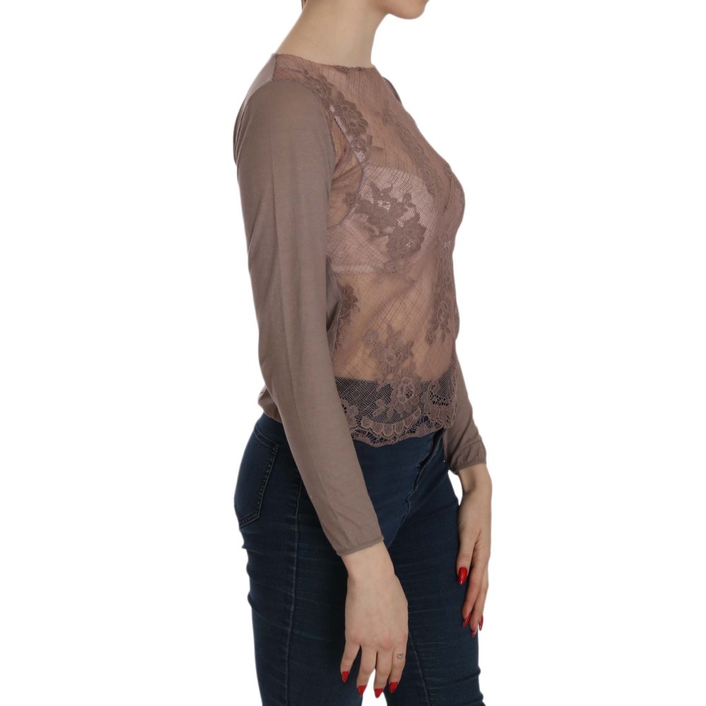 PINK MEMORIES Bluse mit Bootsausschnitt aus Baumwollspitze