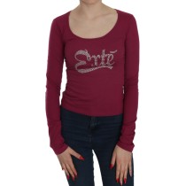 Exte Fuchsia Kristallverzierte Bluse mit U-Ausschnitt