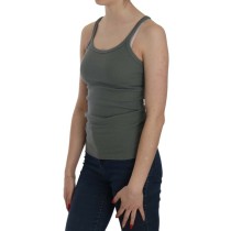PINK MEMORIES Elegante ärmellose Baumwollbluse mit Rundhalsausschnitt Grün