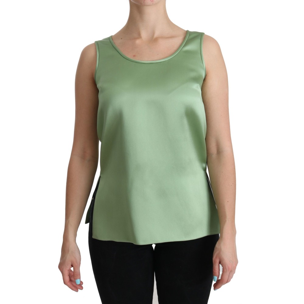Dolce & Gabbana Elegantes ärmelloses Top aus Seide in hellem Mintgrün