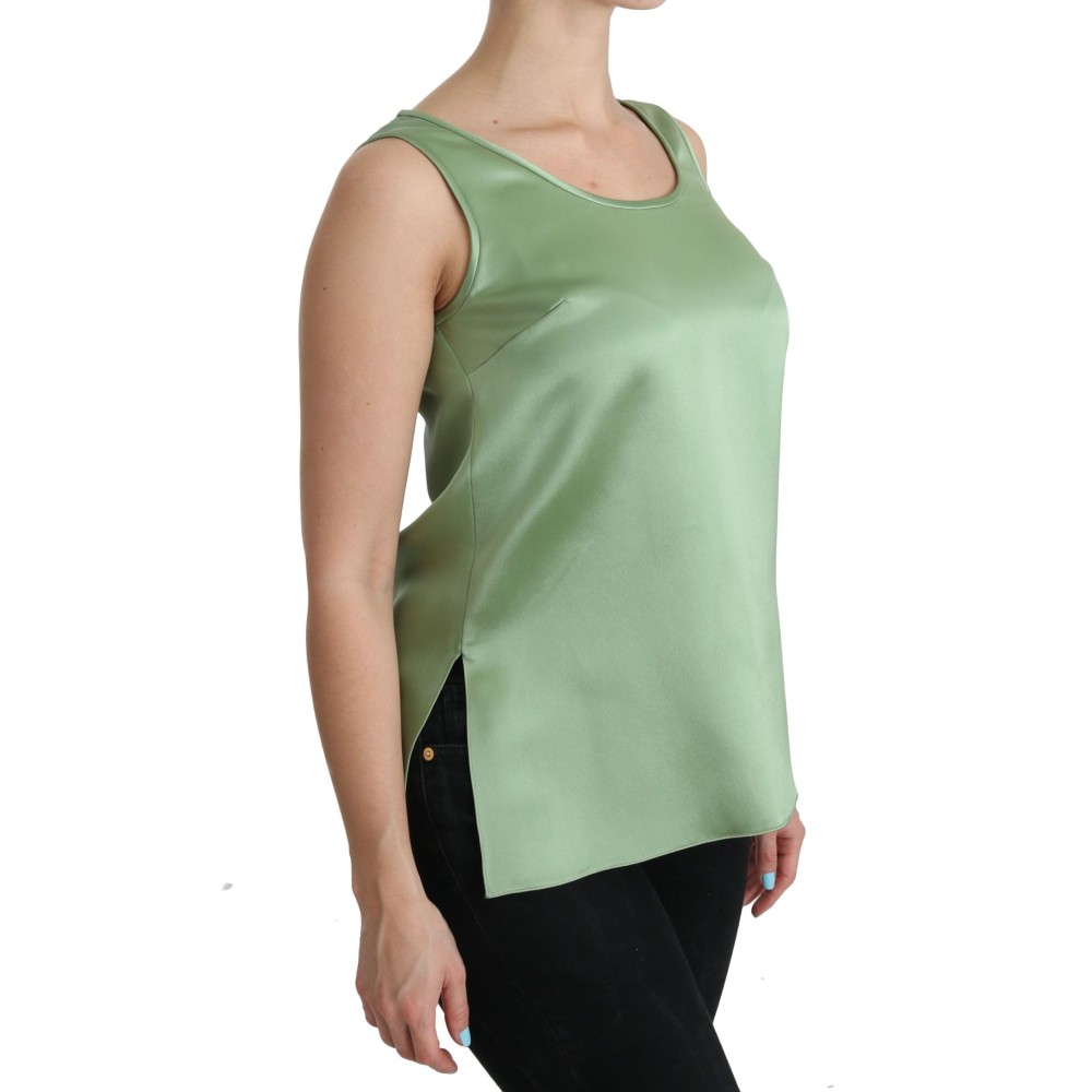 Dolce & Gabbana Elegantes ärmelloses Top aus Seide in hellem Mintgrün