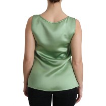 Dolce & Gabbana Elegantes ärmelloses Top aus Seide in hellem Mintgrün