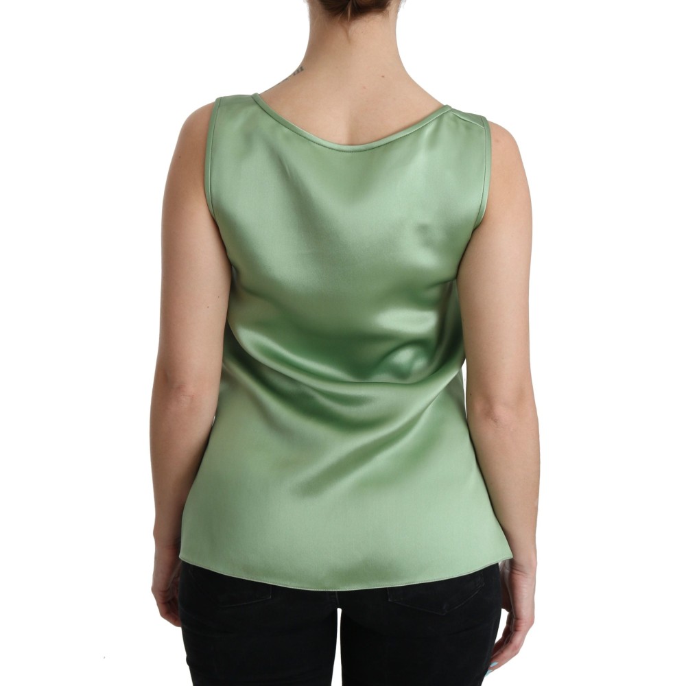 Dolce & Gabbana Elegantes ärmelloses Top aus Seide in hellem Mintgrün