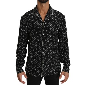 Dolce & Gabbana Elegantes Pyjamahemd aus Seide mit Totenkopfdruck