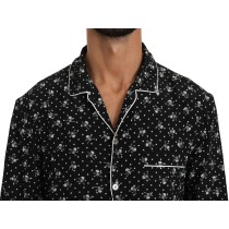 Dolce & Gabbana Elegantes Pyjamahemd aus Seide mit Totenkopfdruck