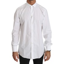 Dolce & Gabbana Elegantes Hemd aus weißer Baumwolle mit goldener Passform