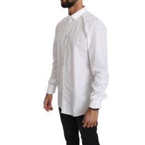 Dolce & Gabbana Elegantes Hemd aus weißer Baumwolle mit goldener Passform