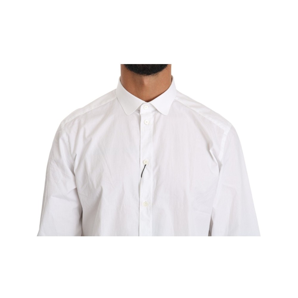 Dolce & Gabbana Elegantes Hemd aus weißer Baumwolle mit goldener Passform