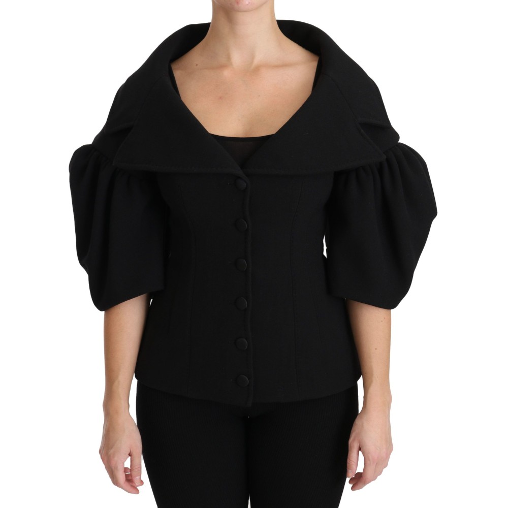 Dolce & Gabbana Eleganter schwarzer Schurwollmantel