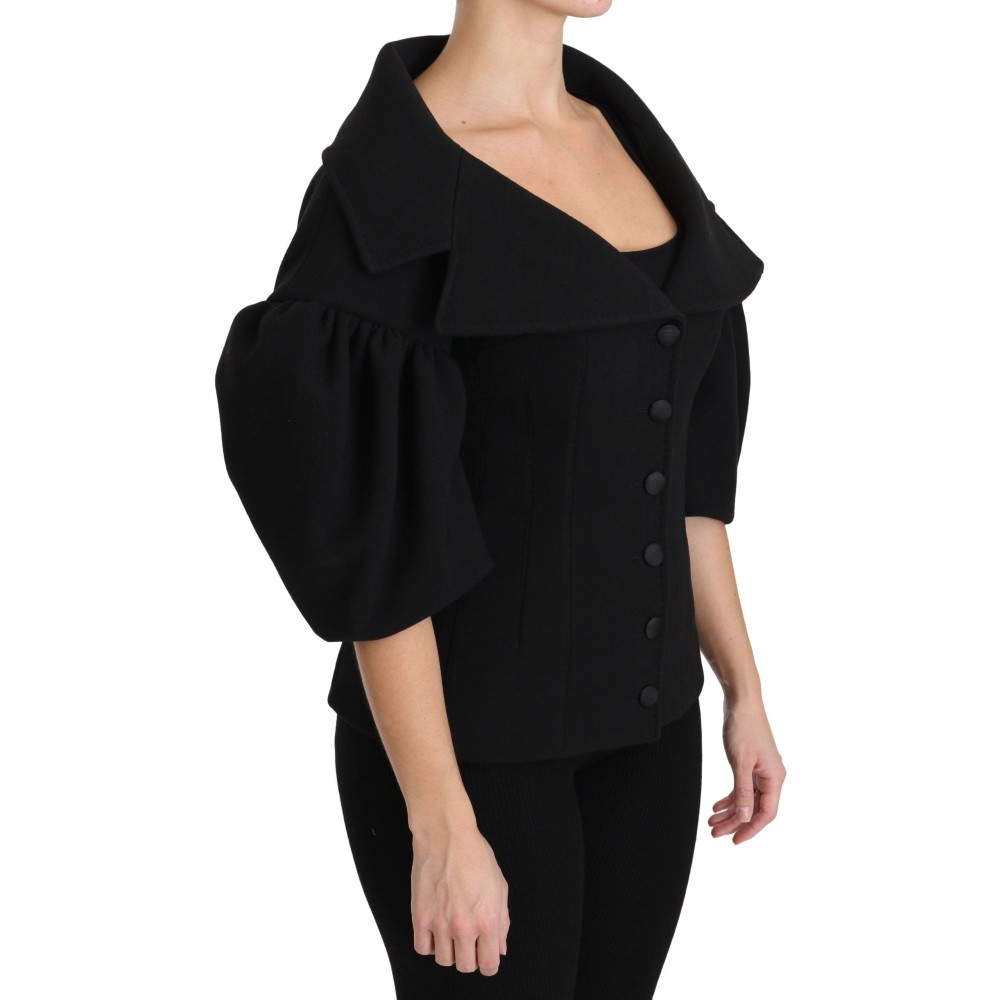 Dolce & Gabbana Eleganter schwarzer Schurwollmantel
