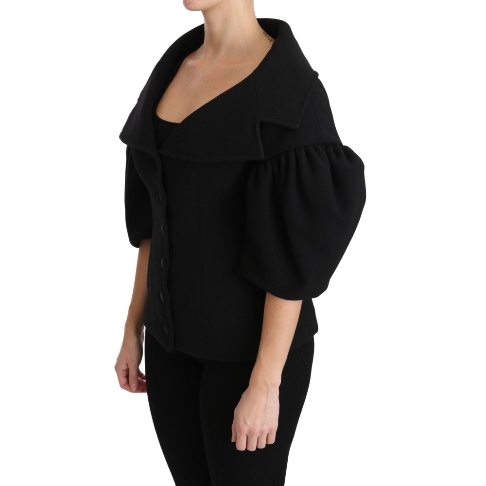 Dolce & Gabbana Eleganter schwarzer Schurwollmantel