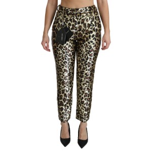 Dolce & Gabbana Schicke Leoparden-Paillettenhose mit hoher Taille