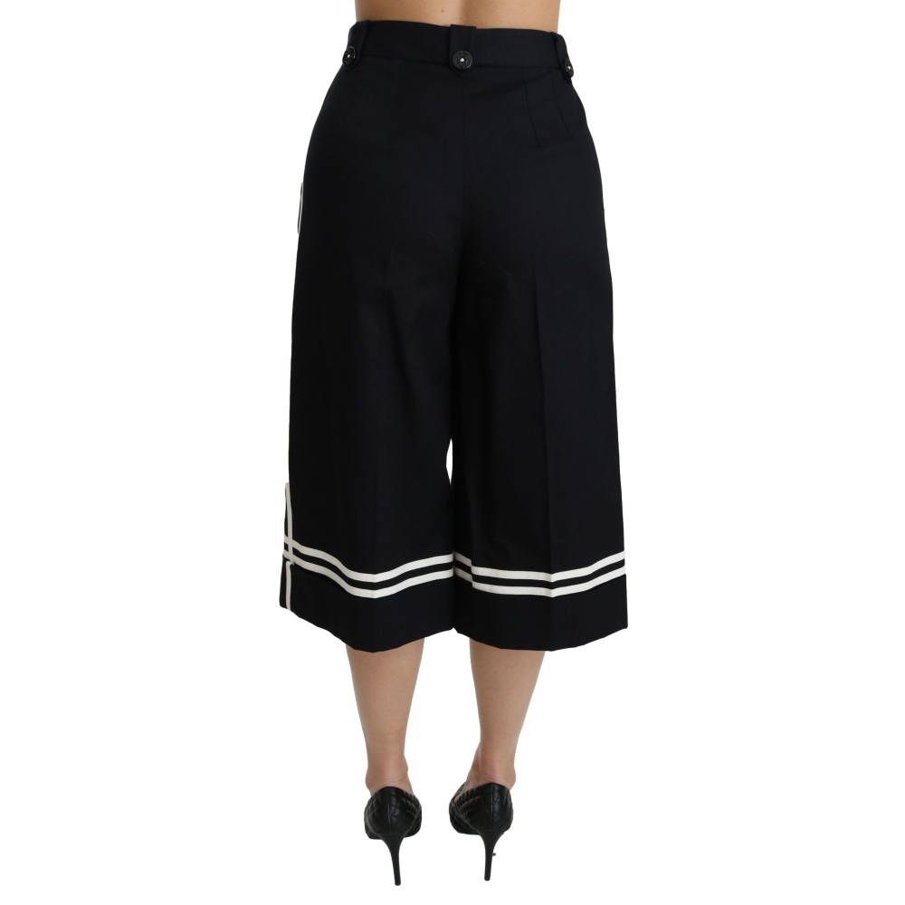 Dolce & Gabbana Gekürzte Palazzo-Hose mit hoher Taille in Schwarz Zitrone