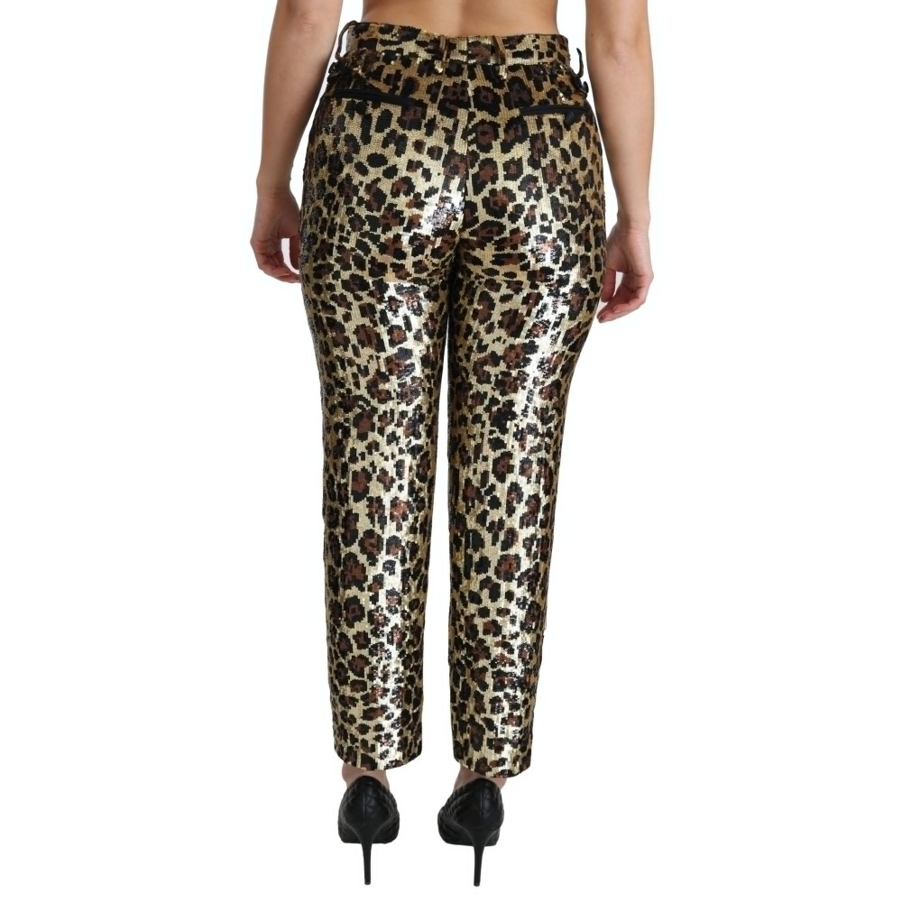 Dolce & Gabbana Schicke Leoparden-Paillettenhose mit hoher Taille