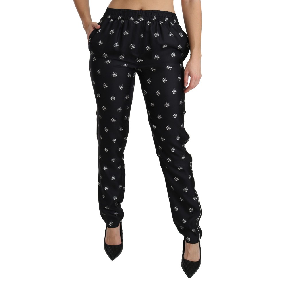 Dolce & Gabbana Elegante Skinny-Hose aus Seide mit mittlerer Taille