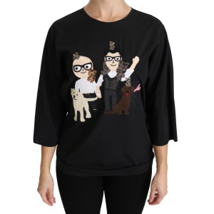 Dolce & Gabbana Elegantes Schwarzes Seidenstretch-Top mit Stickerei
