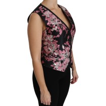 Dolce & Gabbana Elegantes Brokat-Top mit Blumenmuster und tiefem Ausschnitt